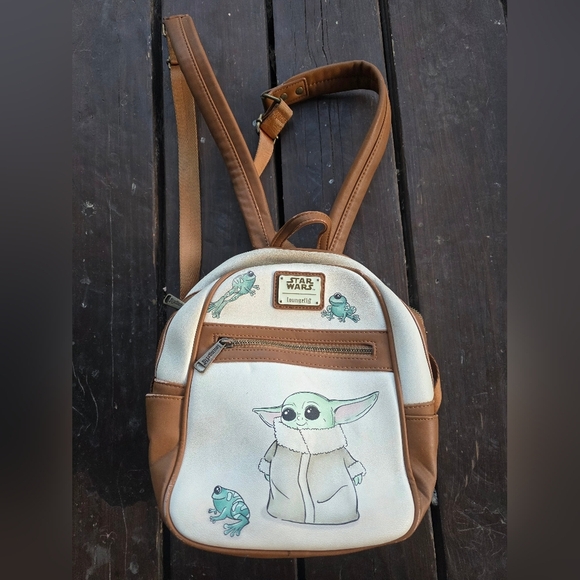 Loungefly Handbags - Disney X Loungefly Star Wars Grogu Baby Yoda Backpack Mini Brown Kawaii